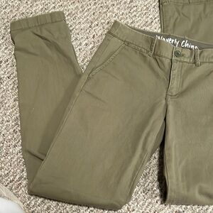 J Crew Waverly Chino Green Size 0 Relaxed Fit Pants